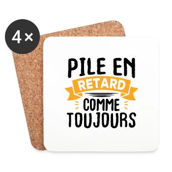 Pile en retard comme toujours - Dessous de verre (lot de 4) - blanc - Devant