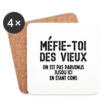 méfie-toi des vieux - Dessous de verre (lot de 4) - blanc - Devant