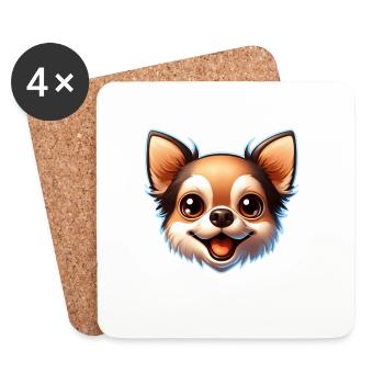 Chihuahua Dog Head Comic Cartoon - Coasters (set of 4) - white - Front