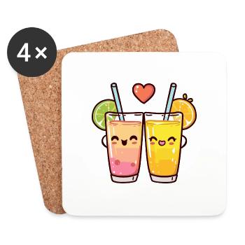 Cocktail Couple Love Heart Valentine's Day - Coasters (set of 4) - white - Front
