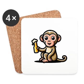 Cute Monkey Drinking Beer 3 - Untersetzer (4er-Set) - Weiß - Vorne