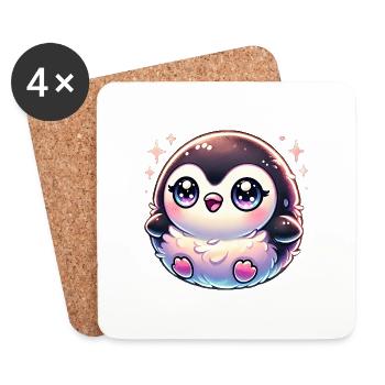 Super Cute Kawaii Baby Penguin - Untersetzer (4er-Set) - Weiß - Vorne