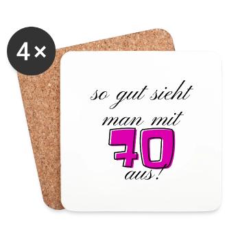 70e anniversaire - Dessous de verre (lot de 4) - blanc - Devant