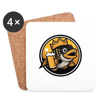 Piranha Fische Bier - Untersetzer (4er-Set) - Weiß - Vorne