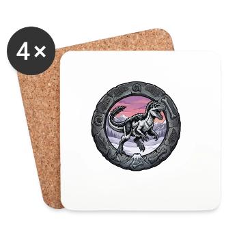 Anneau Dino : YuTyrannos dans un cadre fossile - Dessous de verre (lot de 4) - blanc - Devant