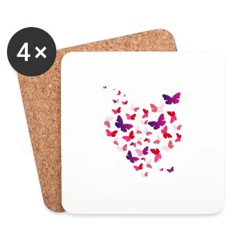 Papillons papillon papillon - Dessous de verre (lot de 4) - blanc - Devant