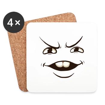 Dessin animé drôle de visage - Dessous de verre (lot de 4) - blanc - Devant