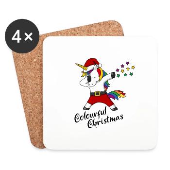 Christmas Unicorn colourful christmas gift - Coasters (set of 4) - white - Front
