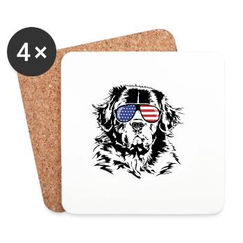 LANDSEER America Flag Dogs Dog Wilsigns - Dessous de verre (lot de 4) - blanc - Devant