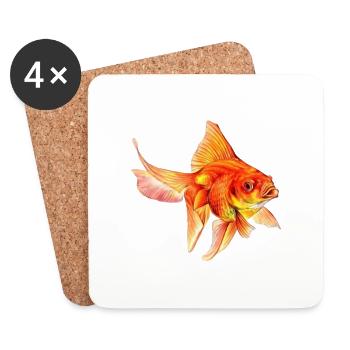 Gold Fish, Złota rybka, Carassius auratus auratus - Untersetzer (4er-Set) - Weiß - Vorne
