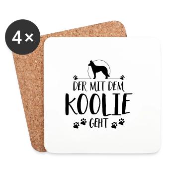 Der mit Koolie geht Hunde Hund Wilsigns - Untersetzer (4er-Set) - Weiß - Vorne