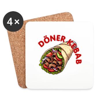 Döner Kebab Dürüm Yufka Sandwich Cuisine de rue allemande - Dessous de verre (lot de 4) - blanc - Devant