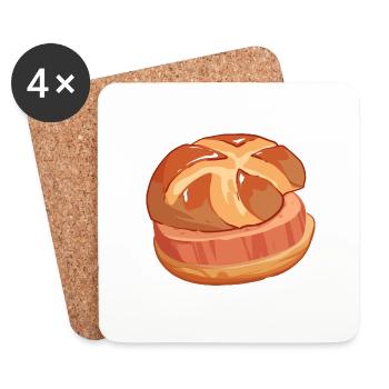 Comic Leberkäs Leberkäse Fleischkäse Buns - Coasters (set of 4) - white - Front