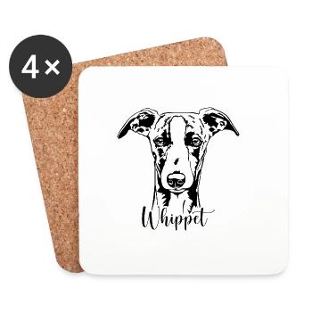 Whippet Portrait Hund Hunde Windhunde Wilsigns - Untersetzer (4er-Set) - Weiß - Vorne