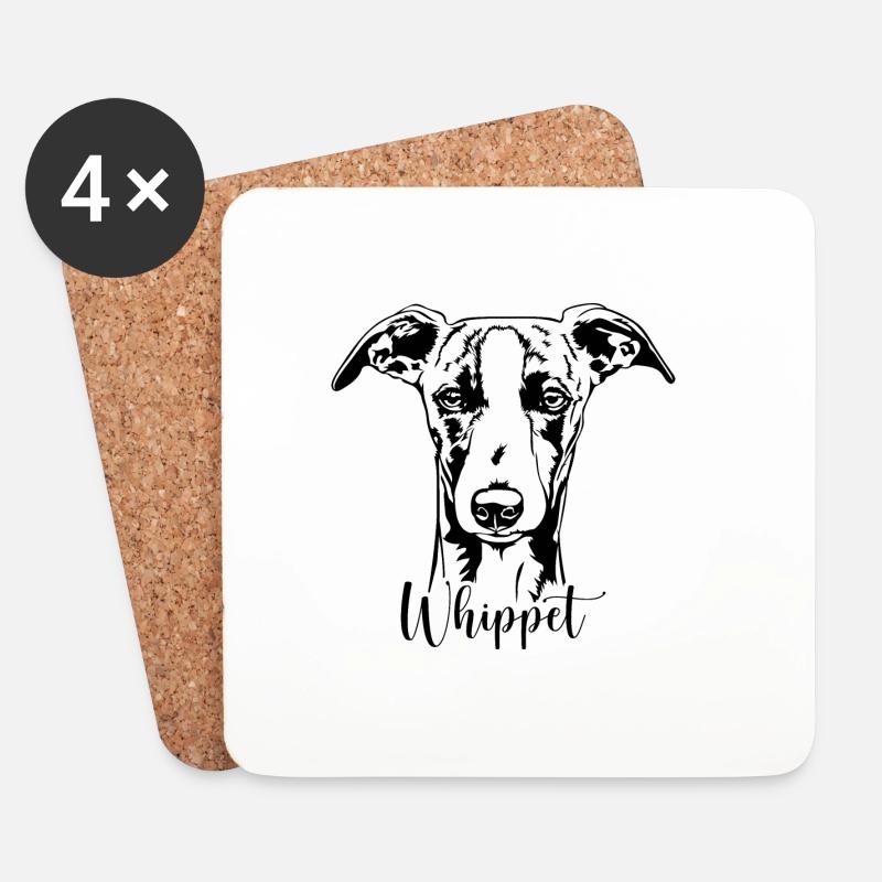 Whippet Portrait Hund Hunde Windhunde Wilsigns - Untersetzer (4er-Set) - Weiß