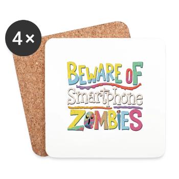 Beware Of Smartphone Zombies 9 - Untersetzer (4er-Set) - Weiß - Vorne