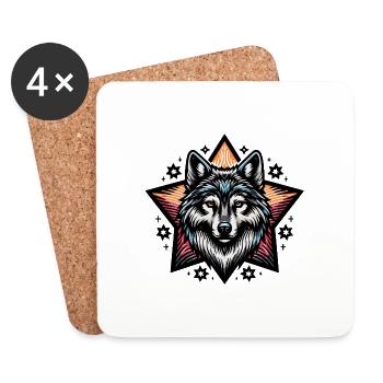 colorful wolf portrait - Coasters (set of 4) - white - Front