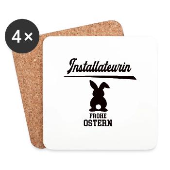Installateurin Frohe Ostern Oster Outfit Klempner - Untersetzer (4er-Set) - Weiß - Vorne