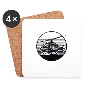 Helicopter in black and white - Coasters (set of 4) - white - Front