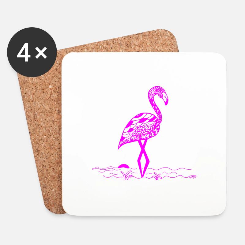 Flamingo - Untersetzer (4er-Set) - Weiß