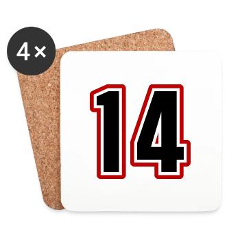 14 Zahl symbol - Untersetzer (4er-Set) - Weiß - Vorne