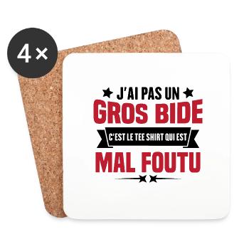 J'ai Pas Un Gros Bide Humour cadeau - Dessous de verre (lot de 4) - blanc - Devant