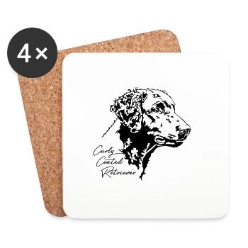 CURLY COATED RETRIEVER Dog Portrait Wilsigns - Coasters (set of 4) - white - Front