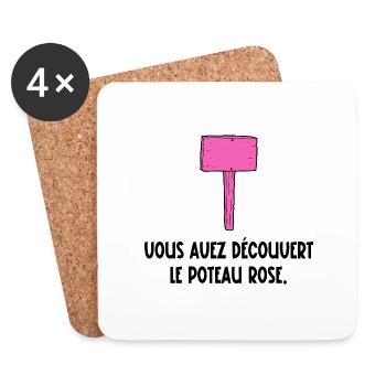 vous avez découvert le poteau rose - Dessous de verre (lot de 4) - blanc - Devant