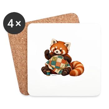 Roter Panda quiltet von Hand - Untersetzer (4er-Set) - Weiß - Vorne