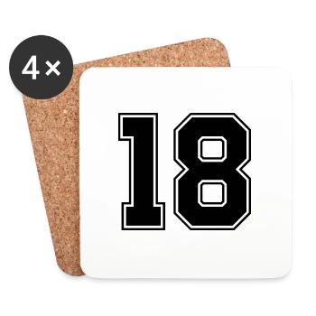 18 nombre de maillots - Dessous de verre (lot de 4) - blanc - Devant