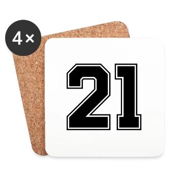21 nombre de maillots - Dessous de verre (lot de 4) - blanc - Devant