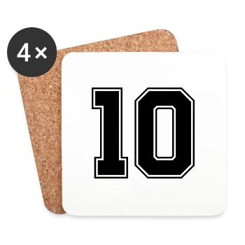 10 Zahl Trikot - Untersetzer (4er-Set) - Weiß - Vorne