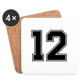 12 nombre de maillots - Dessous de verre (lot de 4) - blanc - Devant
