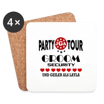 Jga Groom Security Sicherheit Bräutigam Hochzeit - Untersetzer (4er-Set) - Weiß - Vorne