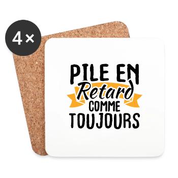 Pile en retard comme toujours - Dessous de verre (lot de 4) - blanc - Devant