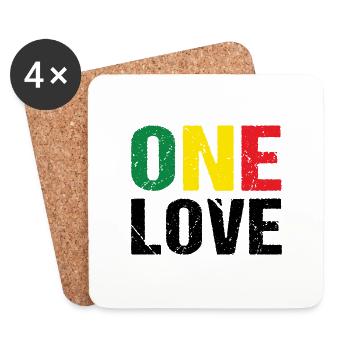 One Love Reggae Music Jamaica - Dessous de verre (lot de 4) - blanc - Devant