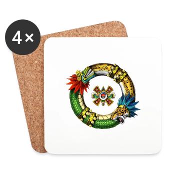 Aztec Quetzalcoatl Jaguar - Coasters (set of 4) - white - Front
