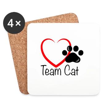 Team Cat mit Herz - Untersetzer (4er-Set) - Weiß - Vorne