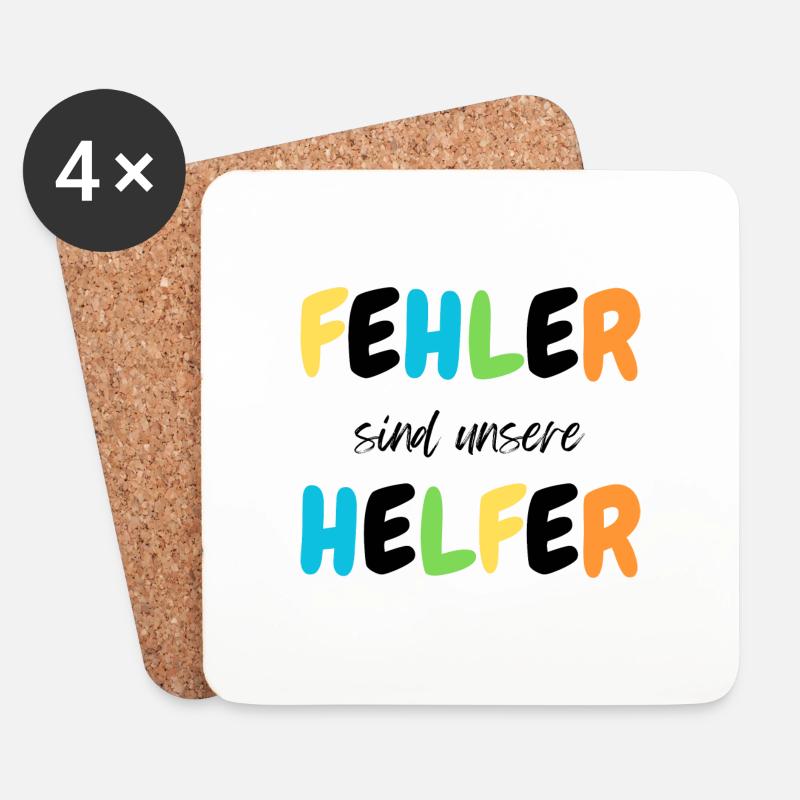 Fehler sind unsere Helfer Positives Mindset Design - Untersetzer (4er-Set) - Weiß