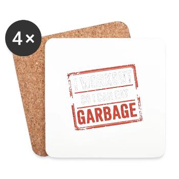 I Workout So I Can Eat Garbage 6 - Untersetzer (4er-Set) - Weiß - Vorne
