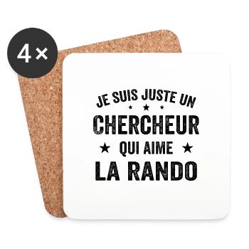 Fier d’être Chercheur et Passionné de Randonnée - Dessous de verre (lot de 4) - blanc - Devant