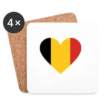 Yellow and red tricolor heart - Coasters (set of 4) - white - Front