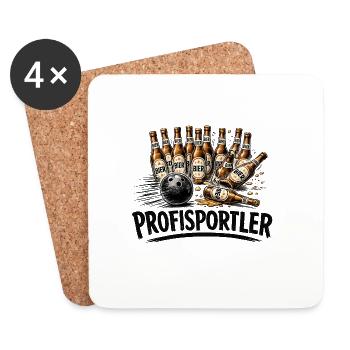 ProfiSportler Bier Bowling - Untersetzer (4er-Set) - Weiß - Vorne