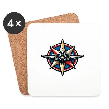 North Star Airplane Compass - Coasters (set of 4) - white - Front