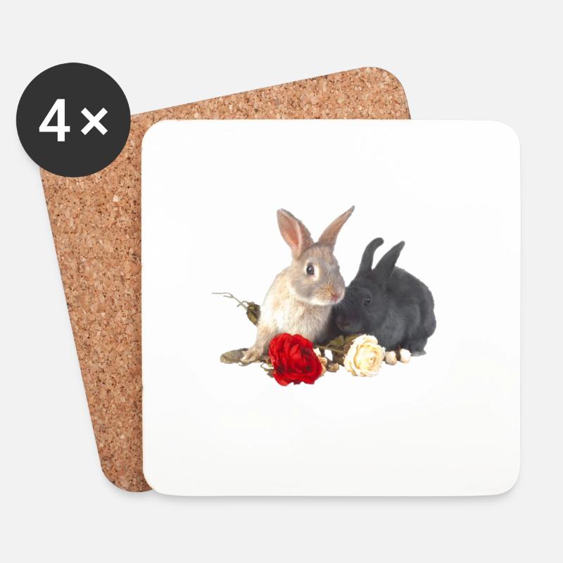 Ostern Häschen mit roses16 - Untersetzer (4er-Set) - Weiß