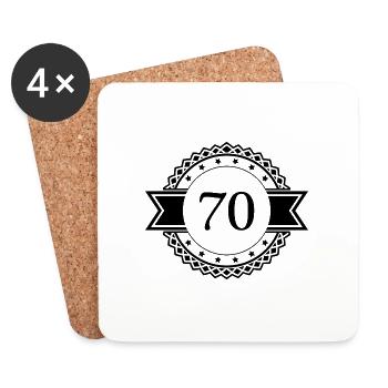 70 Zahl Emblem - Untersetzer (4er-Set) - Weiß - Vorne