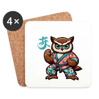 KUNG FU OWL 3 - Coasters (set of 4) - white - Front