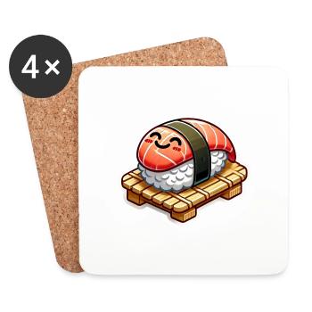 Sushi Kawaii Heureux - Dessous de verre (lot de 4) - blanc - Devant