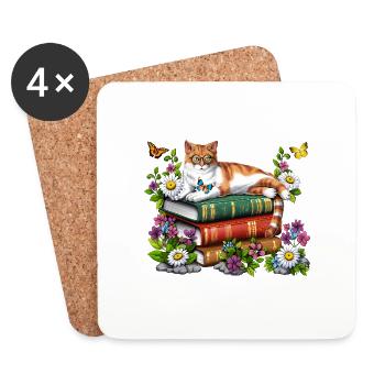Livres de lecture pour chats - Dessous de verre (lot de 4) - blanc - Devant