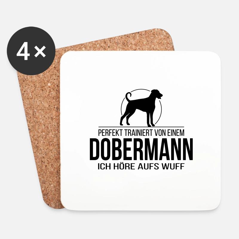 DOBERMANN wuff - Untersetzer (4er-Set) - Weiß
